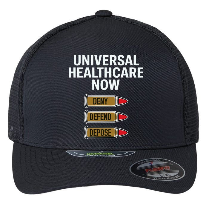 Luigi Mangione Universal Healthcare Now Deny Defend Depose Flexfit Unipanel Trucker Cap