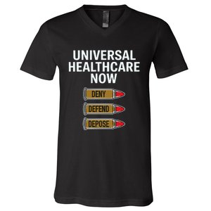 Luigi Mangione Universal Healthcare Now Deny Defend Depose V-Neck T-Shirt