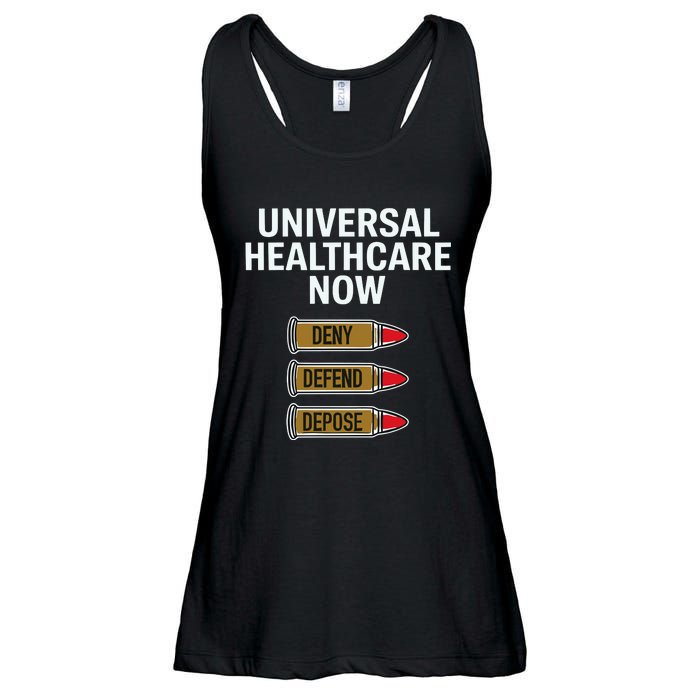 Luigi Mangione Universal Healthcare Now Deny Defend Depose Ladies Essential Flowy Tank