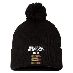 Luigi Mangione Universal Healthcare Now Deny Defend Depose Pom Pom 12in Knit Beanie