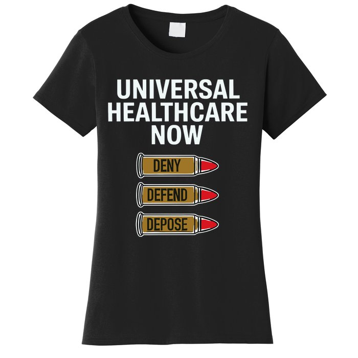 Luigi Mangione Universal Healthcare Now Deny Defend Depose Women's T-Shirt