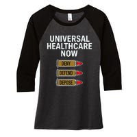 Luigi Mangione Universal Healthcare Now Deny Defend Depose Women's Tri-Blend 3/4-Sleeve Raglan Shirt