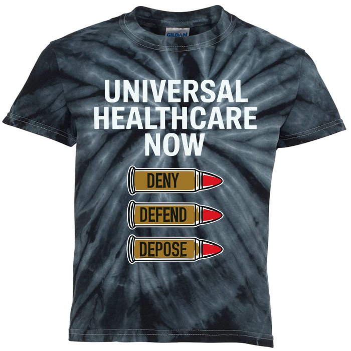 Luigi Mangione Universal Healthcare Now Deny Defend Depose Kids Tie-Dye T-Shirt