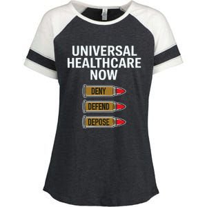 Luigi Mangione Universal Healthcare Now Deny Defend Depose Enza Ladies Jersey Colorblock Tee