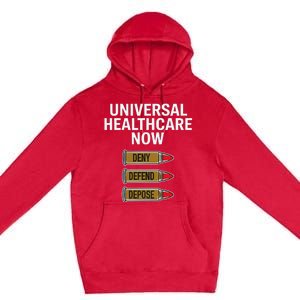 Luigi Mangione Universal Healthcare Now Deny Defend Depose Premium Pullover Hoodie