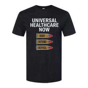 Luigi Mangione Universal Healthcare Now Deny Defend Depose Softstyle CVC T-Shirt