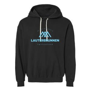 Lauterbrunnen Mountain Vacation Skiing Switzerland Garment-Dyed Fleece Hoodie