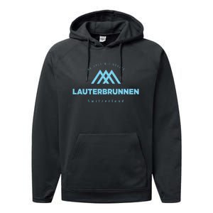 Lauterbrunnen Mountain Vacation Skiing Switzerland Performance Fleece Hoodie