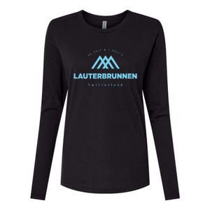 Lauterbrunnen Mountain Vacation Skiing Switzerland Womens Cotton Relaxed Long Sleeve T-Shirt