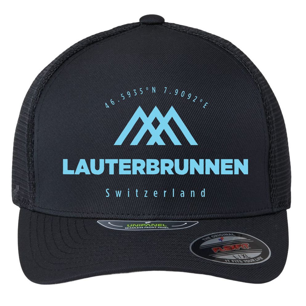 Lauterbrunnen Mountain Vacation Skiing Switzerland Flexfit Unipanel Trucker Cap