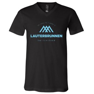 Lauterbrunnen Mountain Vacation Skiing Switzerland V-Neck T-Shirt