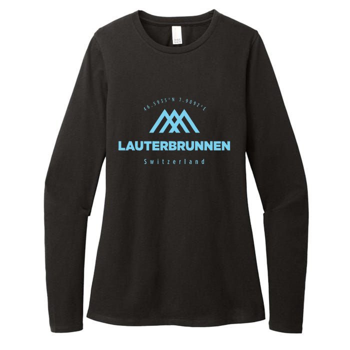 Lauterbrunnen Mountain Vacation Skiing Switzerland Womens CVC Long Sleeve Shirt