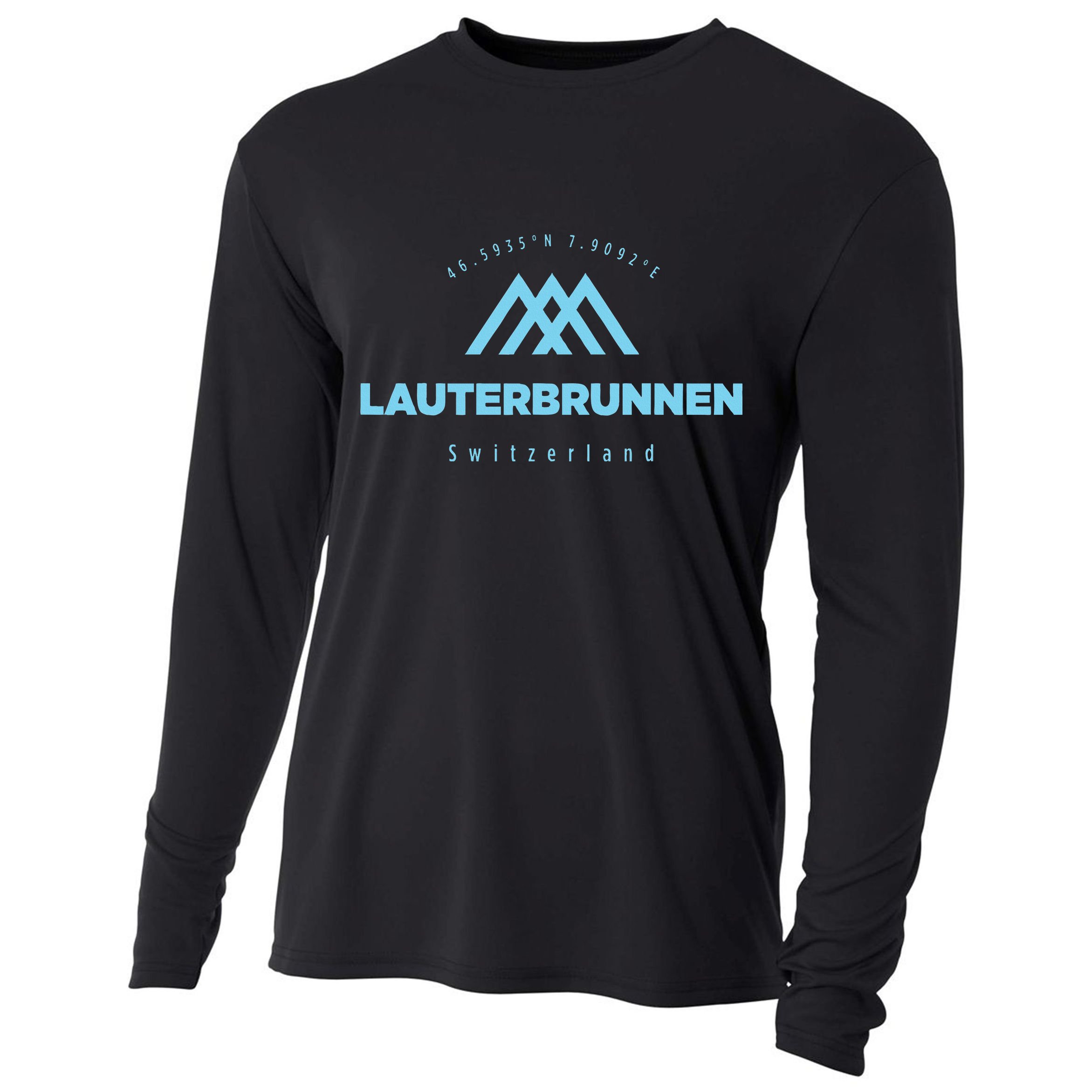 Lauterbrunnen Mountain Vacation Skiing Switzerland Cooling Performance Long Sleeve Crew
