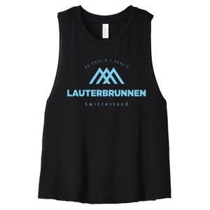 Lauterbrunnen Mountain Vacation Skiing Switzerland Women's Racerback Cropped Tank