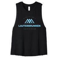 Lauterbrunnen Mountain Vacation Skiing Switzerland Women's Racerback Cropped Tank