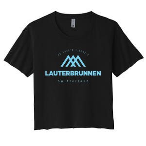 Lauterbrunnen Mountain Vacation Skiing Switzerland Women's Crop Top Tee