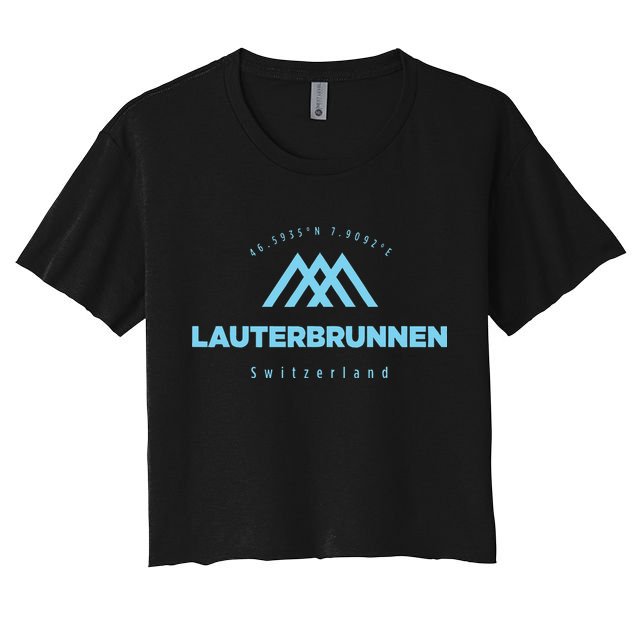 Lauterbrunnen Mountain Vacation Skiing Switzerland Women's Crop Top Tee