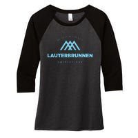 Lauterbrunnen Mountain Vacation Skiing Switzerland Women's Tri-Blend 3/4-Sleeve Raglan Shirt