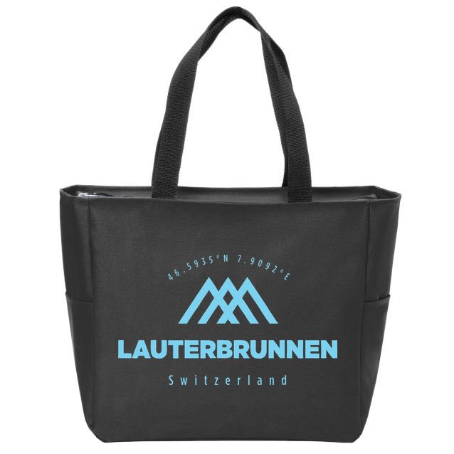 Lauterbrunnen Mountain Vacation Skiing Switzerland Zip Tote Bag