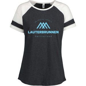 Lauterbrunnen Mountain Vacation Skiing Switzerland Enza Ladies Jersey Colorblock Tee