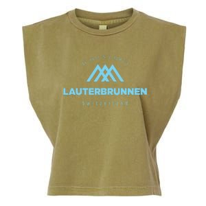 Lauterbrunnen Mountain Vacation Skiing Switzerland Garment-Dyed Women's Muscle Tee