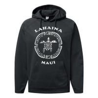 Lahaina Maui Vintage Retro Tribal Turtle Vacation Performance Fleece Hoodie