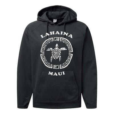 Lahaina Maui Vintage Retro Tribal Turtle Vacation Performance Fleece Hoodie