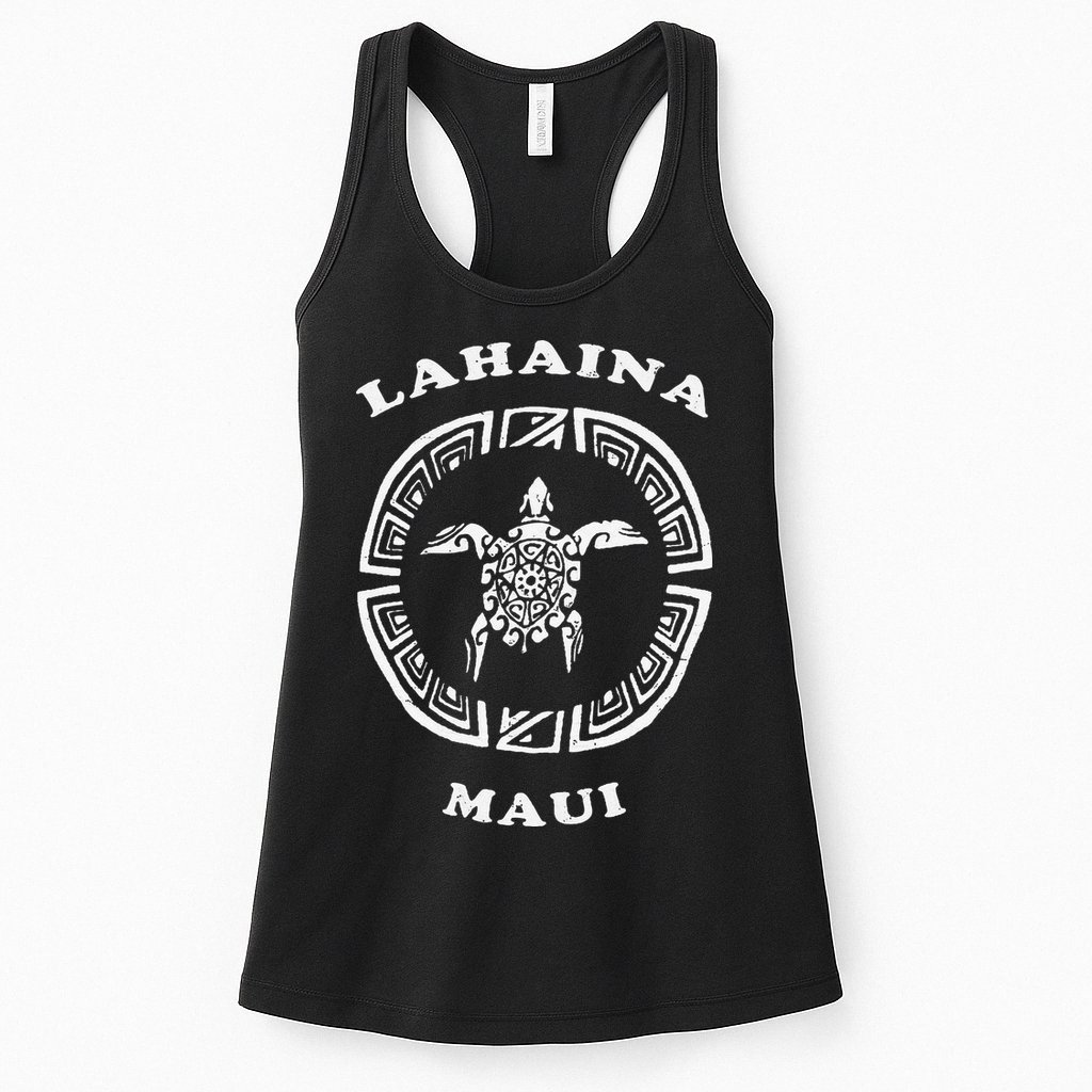 Lahaina Maui Vintage Retro Tribal Turtle Vacation Womens Tank Top