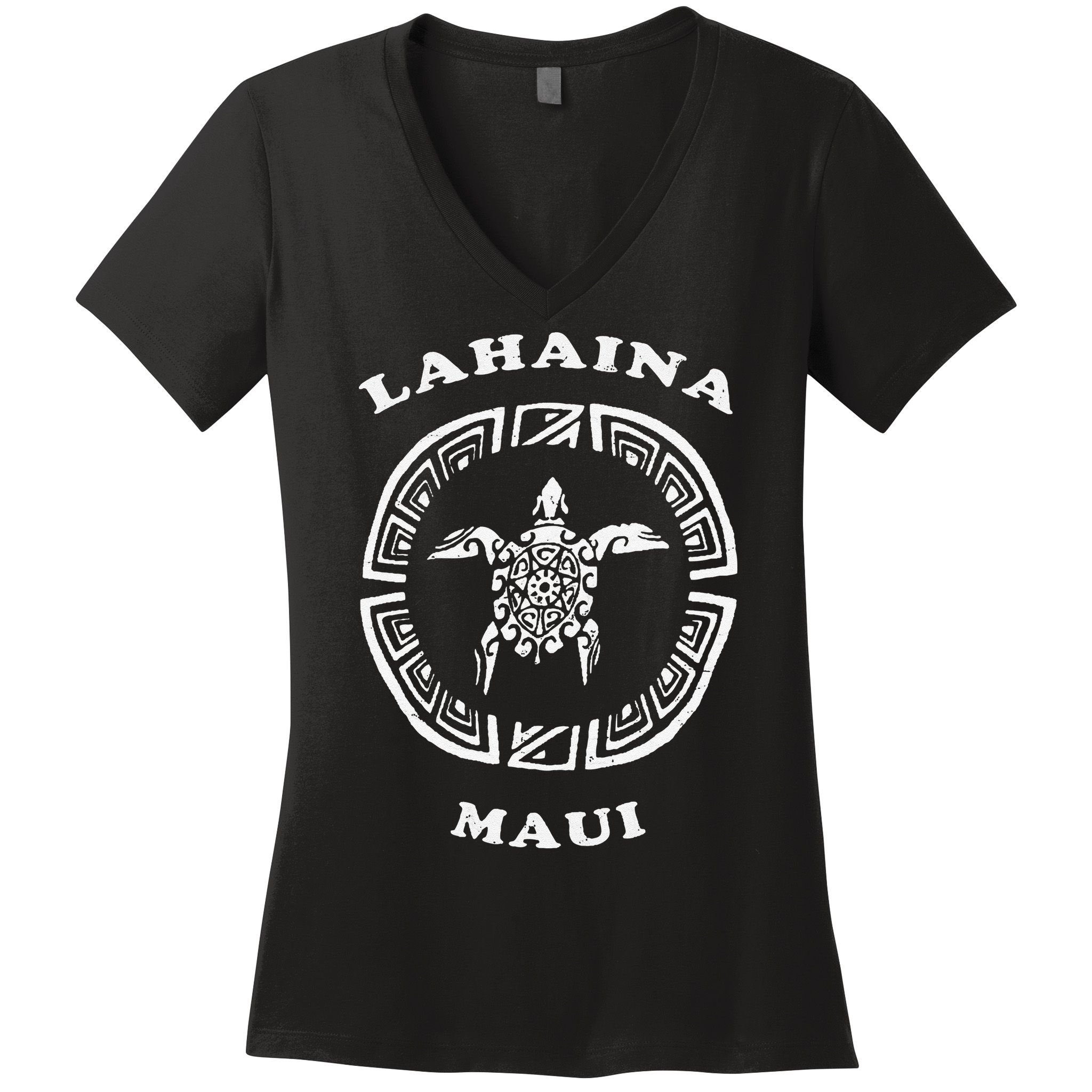 Lahaina Maui Vintage Retro Tribal Turtle Vacation Women's V-Neck T-Shirt