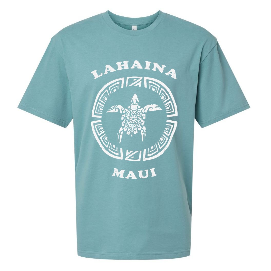 Lahaina Maui Vintage Retro Tribal Turtle Vacation Sueded Cloud Jersey T-Shirt