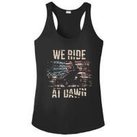 Lawn Mowing We Ride At Dawn Lawn Mower Ladies PosiCharge Competitor Racerback Tank