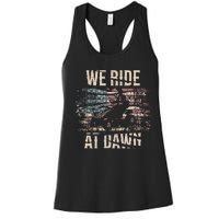 Lawn Mowing We Ride At Dawn Lawn Mower Women's Racerback Tank