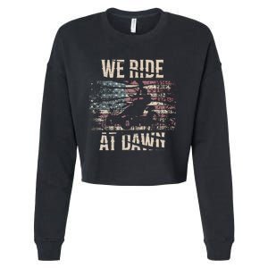 Lawn Mowing We Ride At Dawn Lawn Mower Cropped Pullover Crew