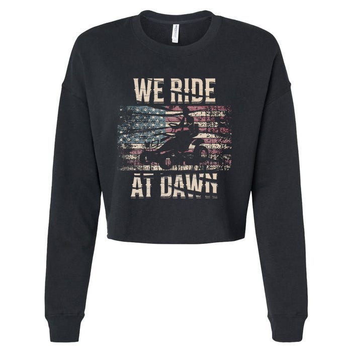 Lawn Mowing We Ride At Dawn Lawn Mower Cropped Pullover Crew