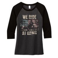 Lawn Mowing We Ride At Dawn Lawn Mower Women's Tri-Blend 3/4-Sleeve Raglan Shirt