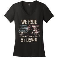 Lawn Mowing We Ride At Dawn Lawn Mower Women's V-Neck T-Shirt