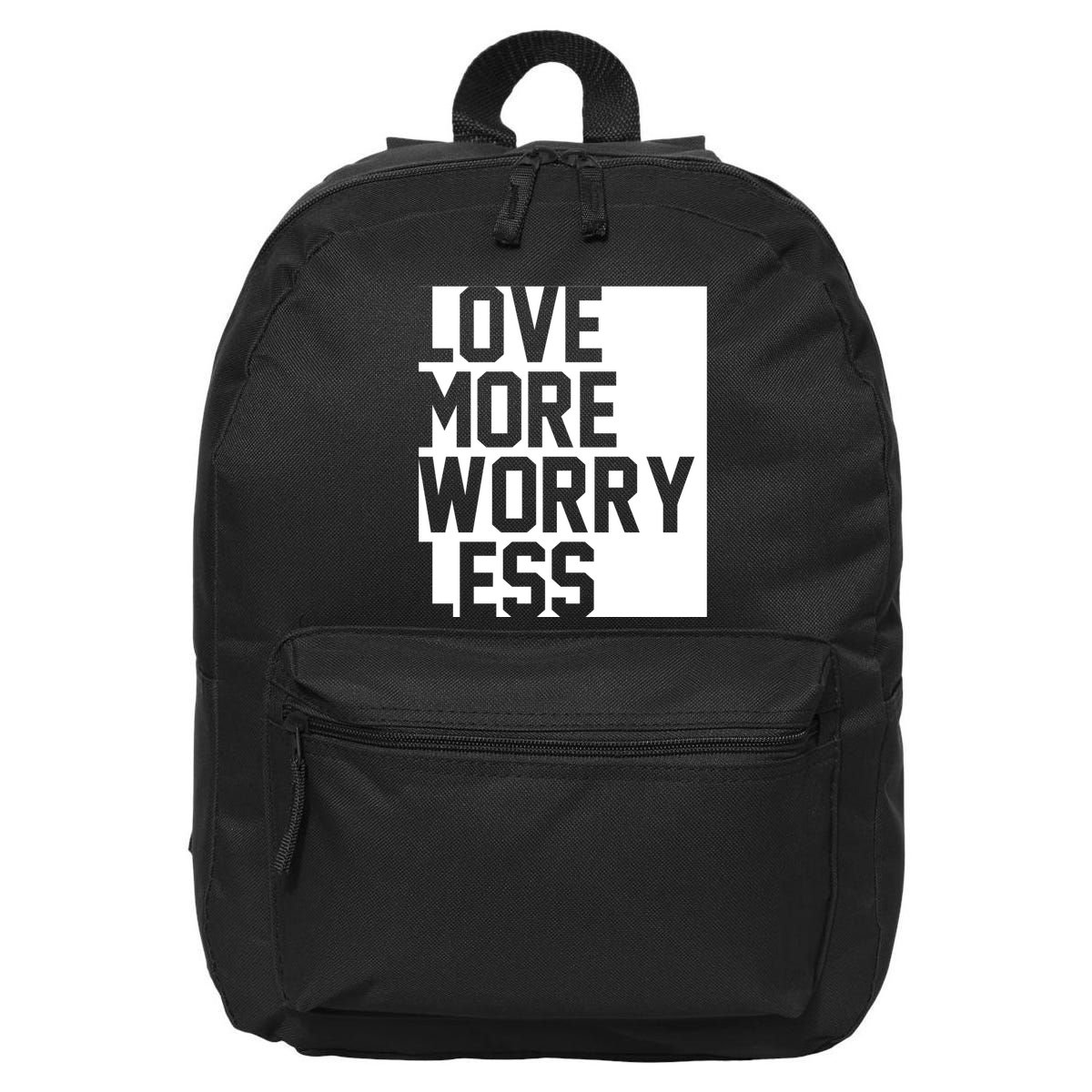 Love More Worry Less Quote 16 in Basic Backpack