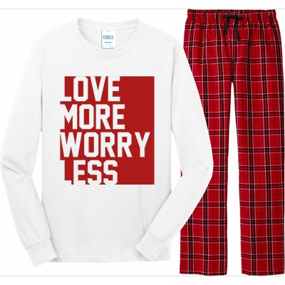 Love More Worry Less Quote Long Sleeve Pajama Set