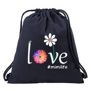 Love #Mimilife Watercolor Flower Bird Grandma Mother's Day Gift Drawstring Bag