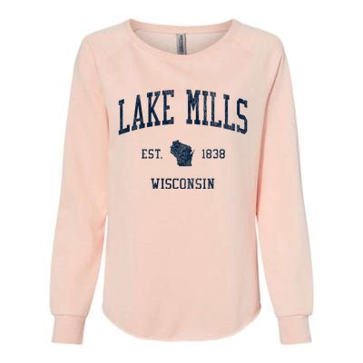 Lake Mills Wi Vintage Athletic Sports Womens California Wash Sweatshirt