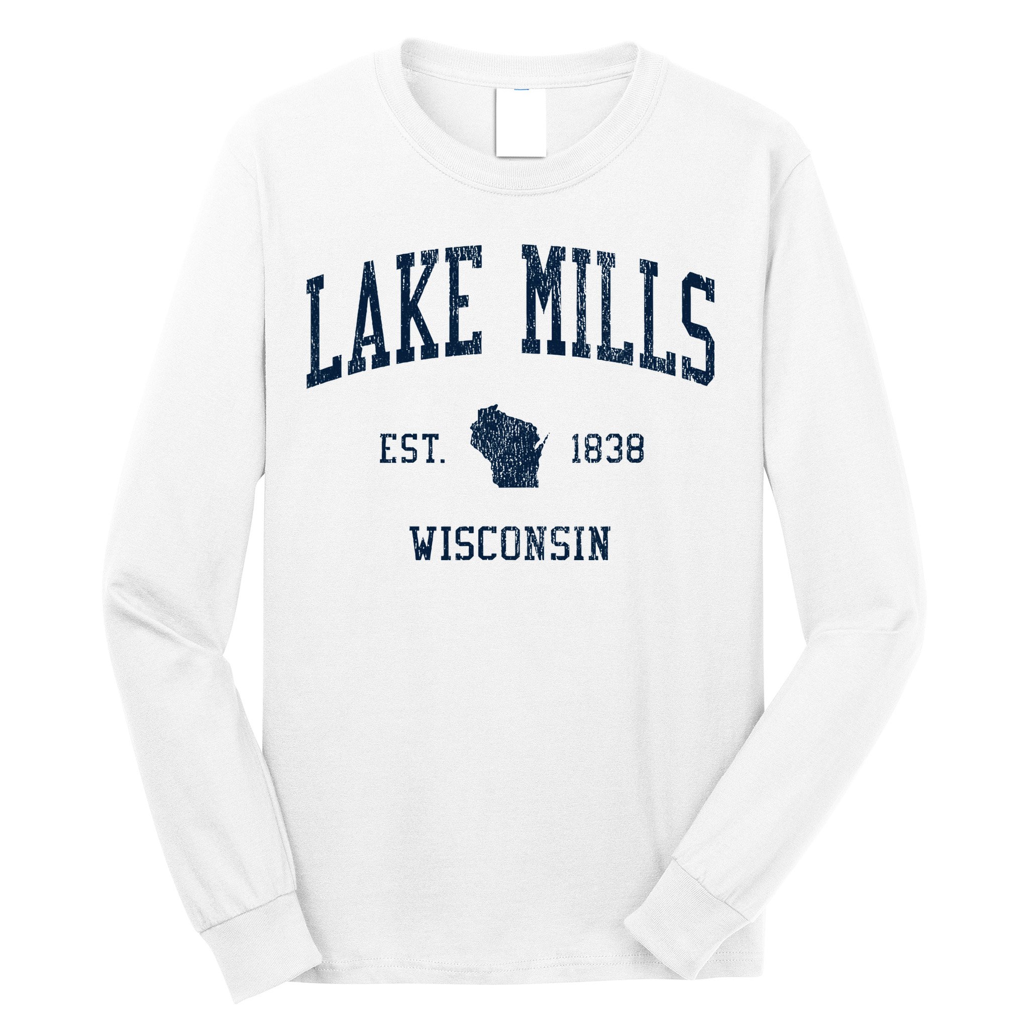 Lake Mills Wi Vintage Athletic Sports Long Sleeve Shirt