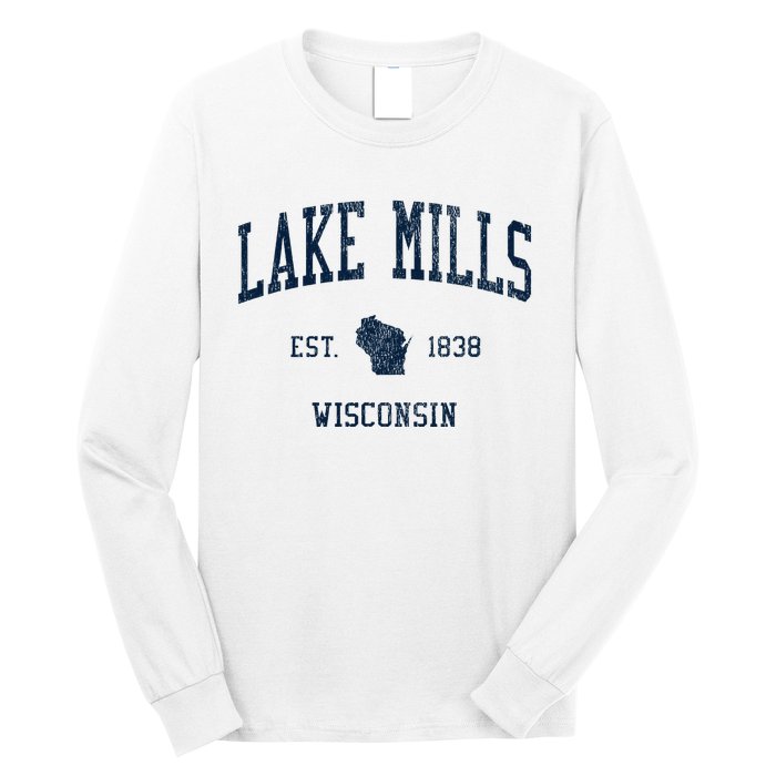 Lake Mills Wi Vintage Athletic Sports Long Sleeve Shirt