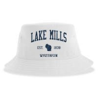 Lake Mills Wi Vintage Athletic Sports Sustainable Bucket Hat