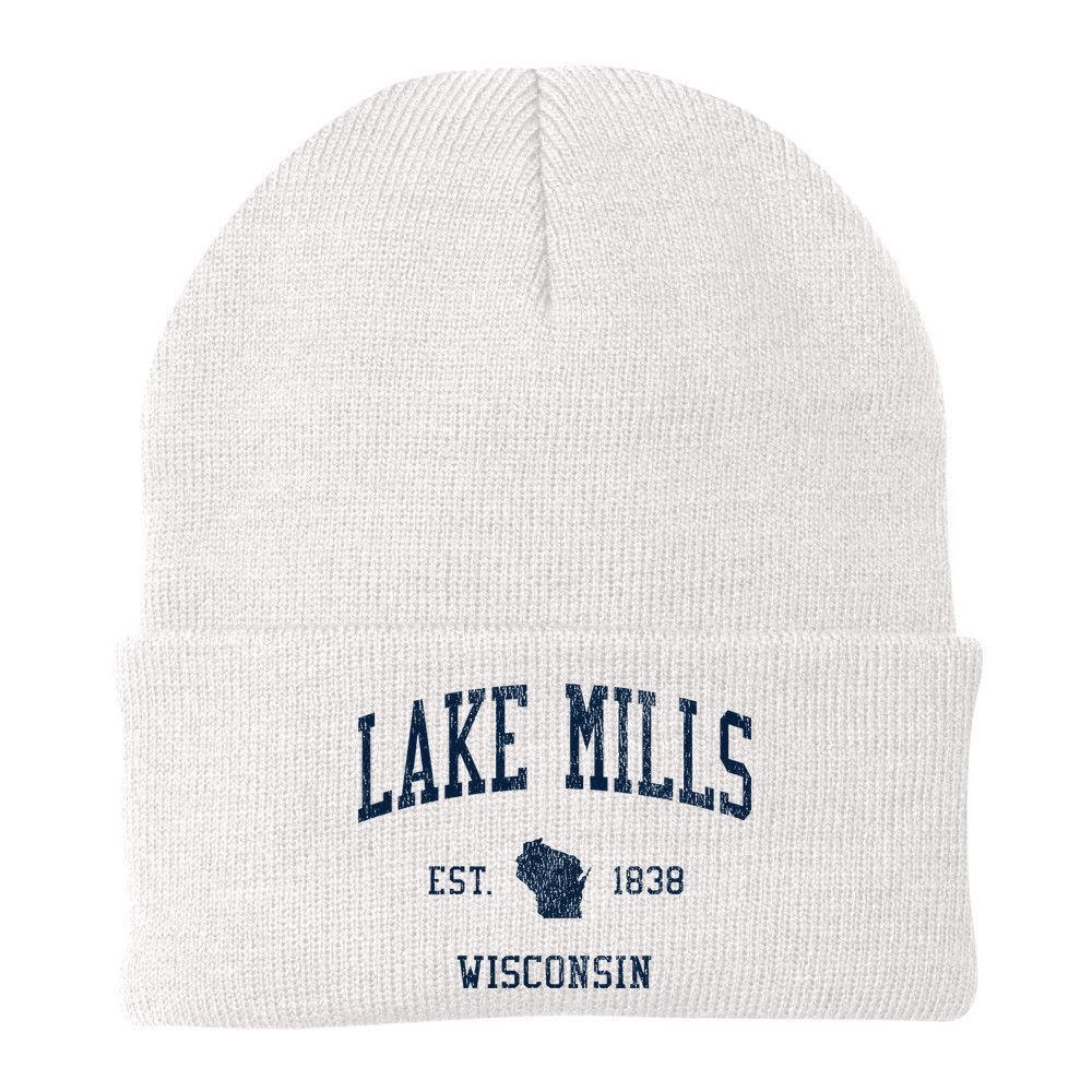 Lake Mills Wi Vintage Athletic Sports Beanie