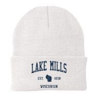 Lake Mills Wi Vintage Athletic Sports Knit Cap Winter Beanie