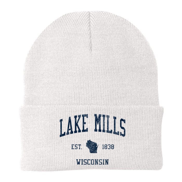 Lake Mills Wi Vintage Athletic Sports Knit Cap Winter Beanie