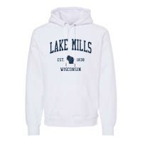 Lake Mills Wi Vintage Athletic Sports Premium Hoodie