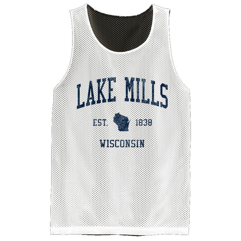 Lake Mills Wi Vintage Athletic Sports Mesh Reversible Basketball Jersey Tank