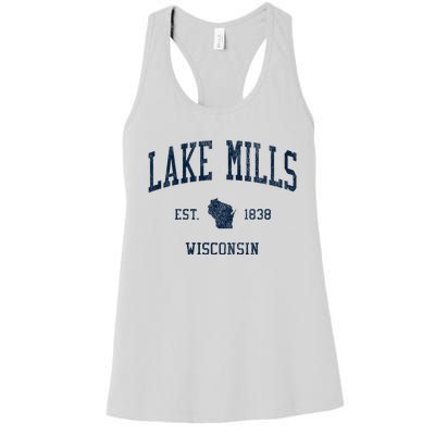 Lake Mills Wi Vintage Athletic Sports Women's Racerback Tank