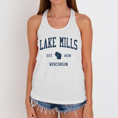 Lake Mills Wi Vintage Athletic Sports Women's Knotted Racerback Tank